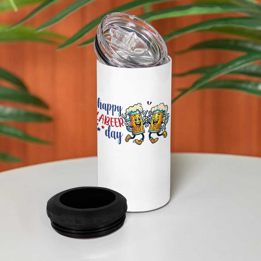 Happy Labeer Day 4 in 1 Can Cooler Tumbler Funny Labor Day Beer Union Worker Humor