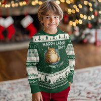 Funny Fat Cat Resting Lazy Cat Ugly Christmas Sweater Happy Labor Day Whats Labor