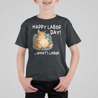 Funny Fat Cat Resting Lazy Cat T Shirt For Kid Happy Labor Day Whats Labor