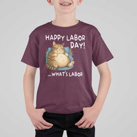 Funny Fat Cat Resting Lazy Cat T Shirt For Kid Happy Labor Day Whats Labor