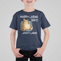 Funny Fat Cat Resting Lazy Cat T Shirt For Kid Happy Labor Day Whats Labor
