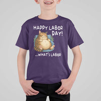 Funny Fat Cat Resting Lazy Cat T Shirt For Kid Happy Labor Day Whats Labor
