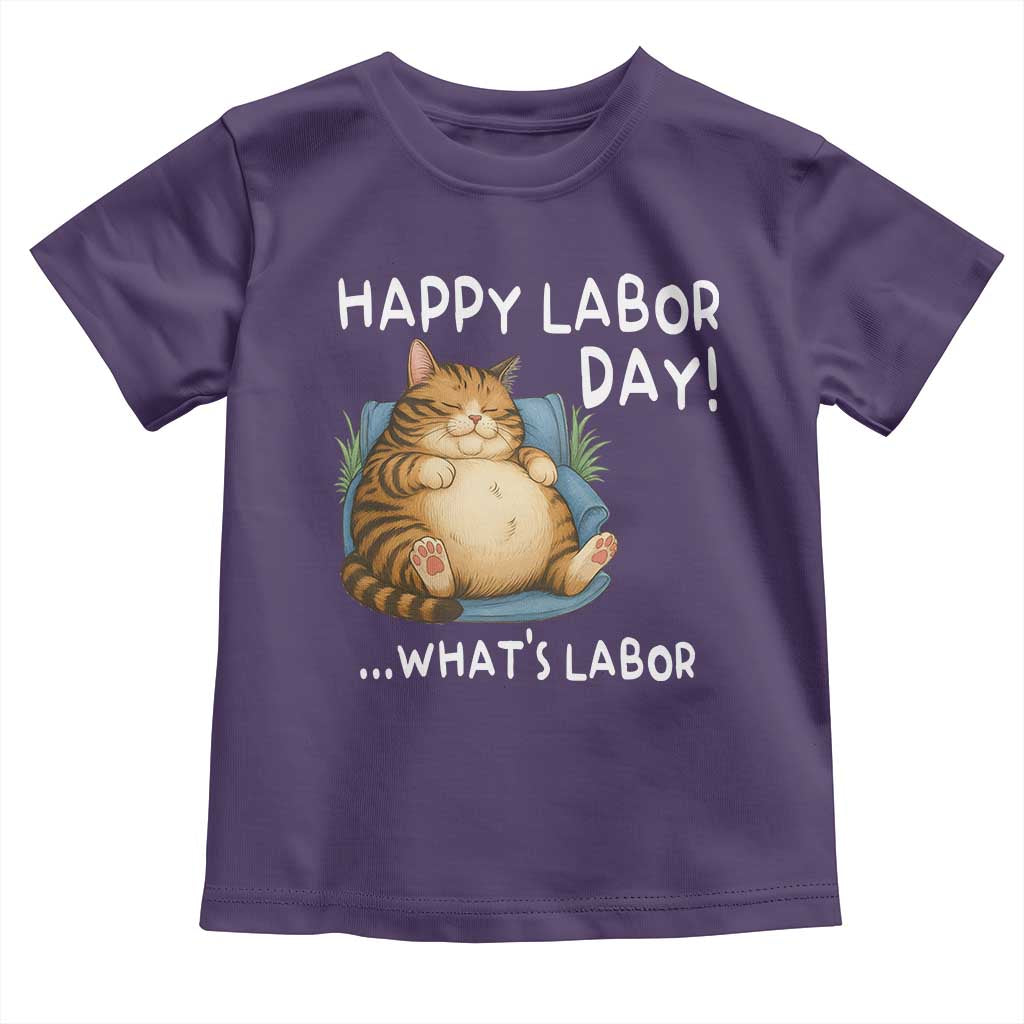 Funny Fat Cat Resting Lazy Cat Toddler T Shirt Happy Labor Day Whats Labor