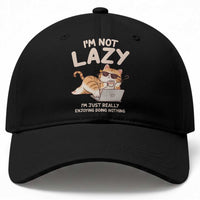 Funny Lazy Cat Baseball Cap I'm Not Lazy I'm Just Really Enjoying Doing Nothing