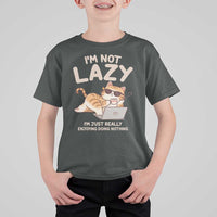 Funny Lazy Cat T Shirt For Kid I'm Not Lazy I'm Just Really Enjoying Doing Nothing - Wonder Print Shop