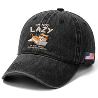 Funny Lazy Cat Washed Cotton Baseball Cap I'm Not Lazy I'm Just Really Enjoying Doing Nothing