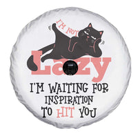 I Am Not Lazy I Am Waiting For Inspiration To Hit You Spare Tire Cover Black Lazy Cat - Wonder Print Shop