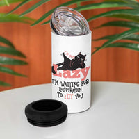 I Am Not Lazy I Am Waiting For Inspiration To Hit You 4 in 1 Can Cooler Tumbler Black Lazy Cat