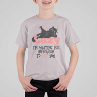 I Am Not Lazy I Am Waiting For Inspiration To Hit You T Shirt For Kid Black Lazy Cat - Wonder Print Shop
