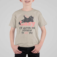 I Am Not Lazy I Am Waiting For Inspiration To Hit You T Shirt For Kid Black Lazy Cat - Wonder Print Shop