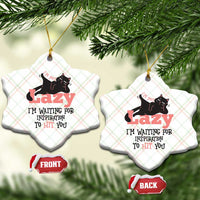 I Am Not Lazy I Am Waiting For Inspiration To Hit You Ceramic Ornament Black Lazy Cat - Wonder Print Shop