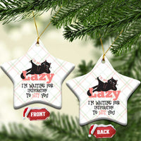 I Am Not Lazy I Am Waiting For Inspiration To Hit You Ceramic Ornament Black Lazy Cat - Wonder Print Shop