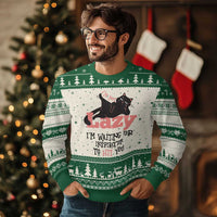 I Am Not Lazy I Am Waiting For Inspiration To Hit You Ugly Christmas Sweater Black Lazy Cat - Wonder Print Shop