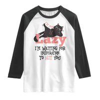 I Am Not Lazy I Am Waiting For Inspiration To Hit You Raglan Shirt Black Lazy Cat - Wonder Print Shop