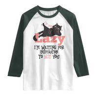 I Am Not Lazy I Am Waiting For Inspiration To Hit You Raglan Shirt Black Lazy Cat - Wonder Print Shop