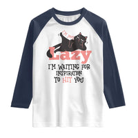 I Am Not Lazy I Am Waiting For Inspiration To Hit You Raglan Shirt Black Lazy Cat - Wonder Print Shop