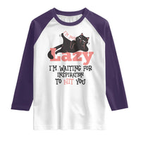 I Am Not Lazy I Am Waiting For Inspiration To Hit You Raglan Shirt Black Lazy Cat - Wonder Print Shop