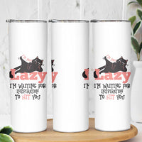 I Am Not Lazy I Am Waiting For Inspiration To Hit You Skinny Tumbler Black Lazy Cat