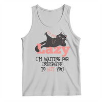I Am Not Lazy I Am Waiting For Inspiration To Hit You Tank Top Black Lazy Cat - Wonder Print Shop
