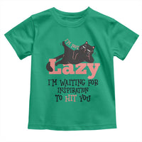 I Am Not Lazy I Am Waiting For Inspiration To Hit You Toddler T Shirt Black Lazy Cat - Wonder Print Shop