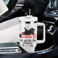 I Am Not Lazy I Am Waiting For Inspiration To Hit You Tumbler With Handle Black Lazy Cat