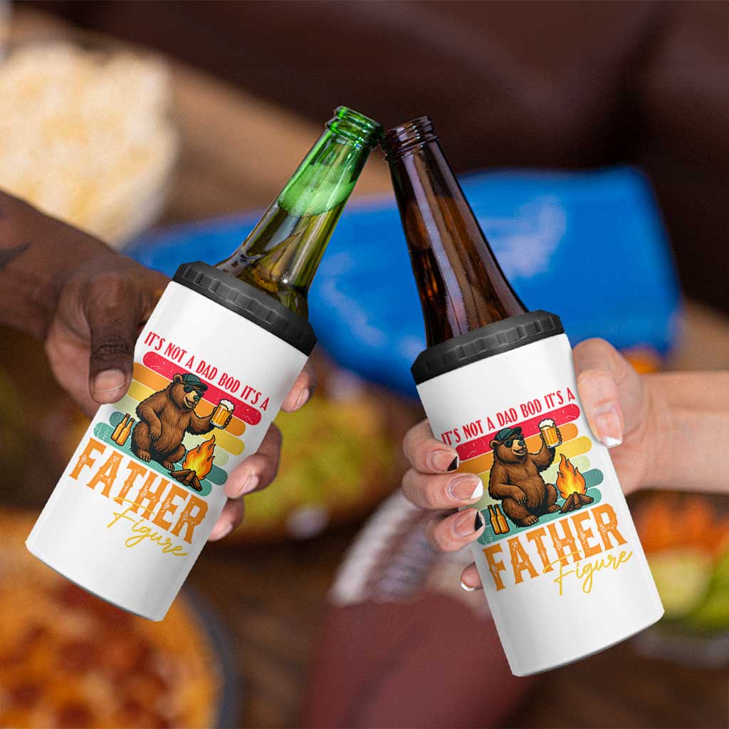 Funny Bear Dad 4 in 1 Can Cooler Tumbler It Is Not A Dad Bod It Is A Father Figure