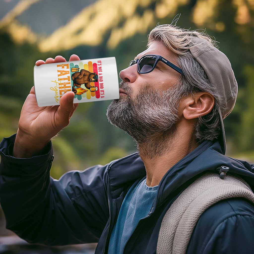 Funny Bear Dad 4 in 1 Can Cooler Tumbler It Is Not A Dad Bod It Is A Father Figure