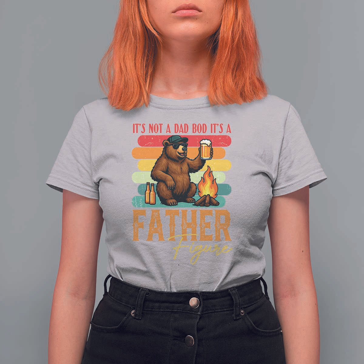 Funny Bear Dad T Shirt For Women It Is Not A Dad Bod It Is A Father Figure - Wonder Print Shop