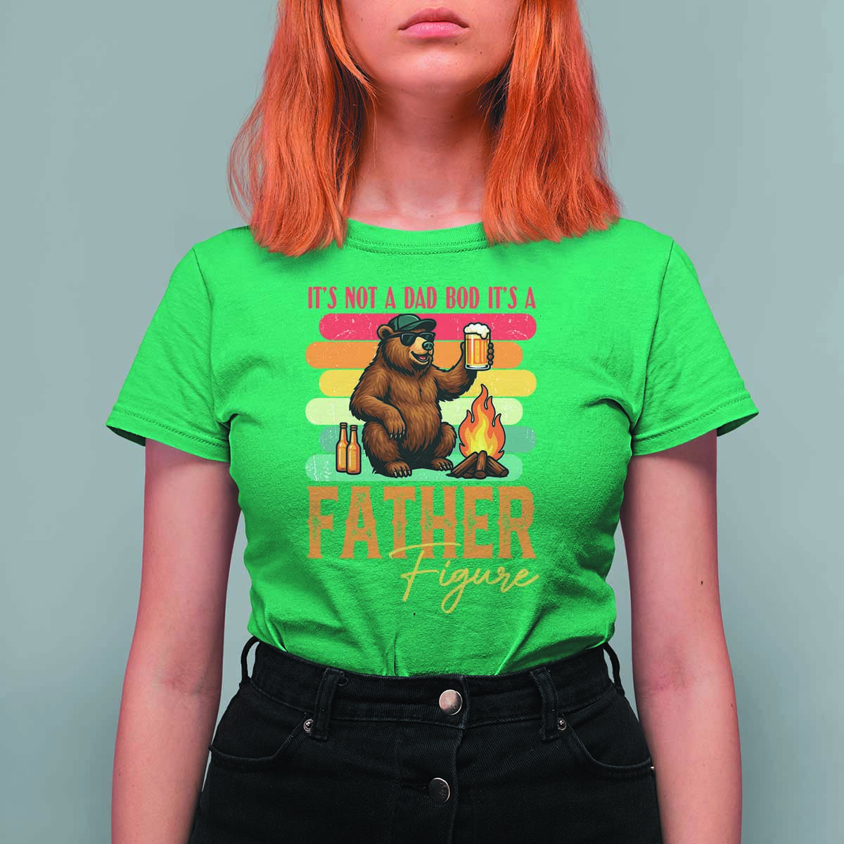 Funny Bear Dad T Shirt For Women It Is Not A Dad Bod It Is A Father Figure - Wonder Print Shop