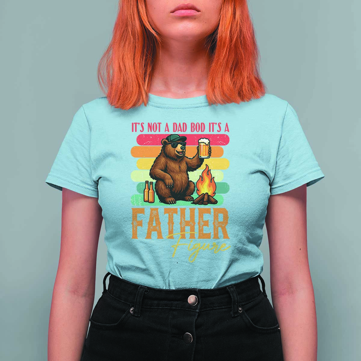 Funny Bear Dad T Shirt For Women It Is Not A Dad Bod It Is A Father Figure - Wonder Print Shop