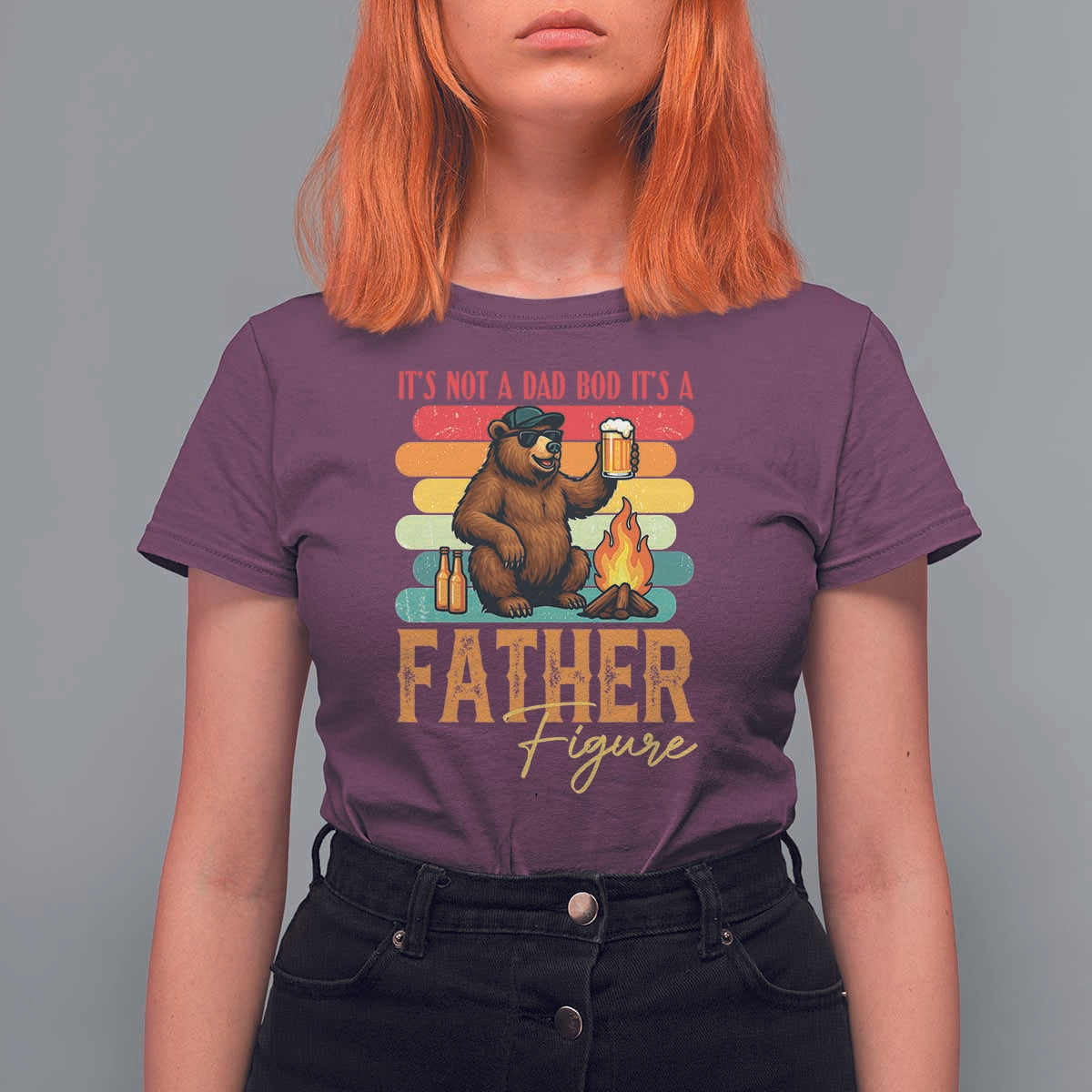 Funny Bear Dad T Shirt For Women It Is Not A Dad Bod It Is A Father Figure - Wonder Print Shop
