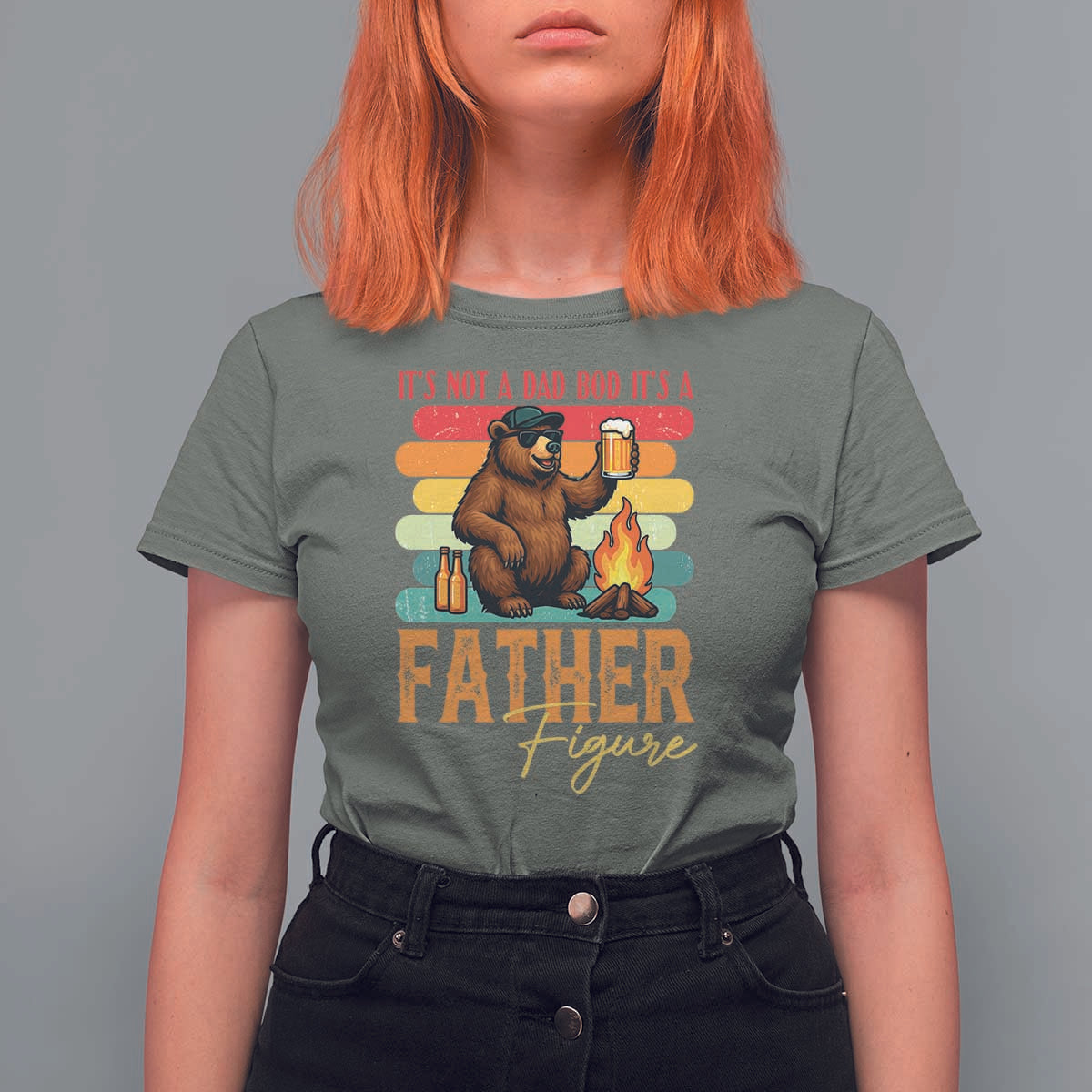 Funny Bear Dad T Shirt For Women It Is Not A Dad Bod It Is A Father Figure - Wonder Print Shop