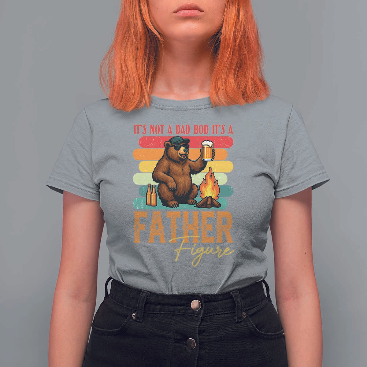 Funny Bear Dad T Shirt For Women It Is Not A Dad Bod It Is A Father Figure - Wonder Print Shop