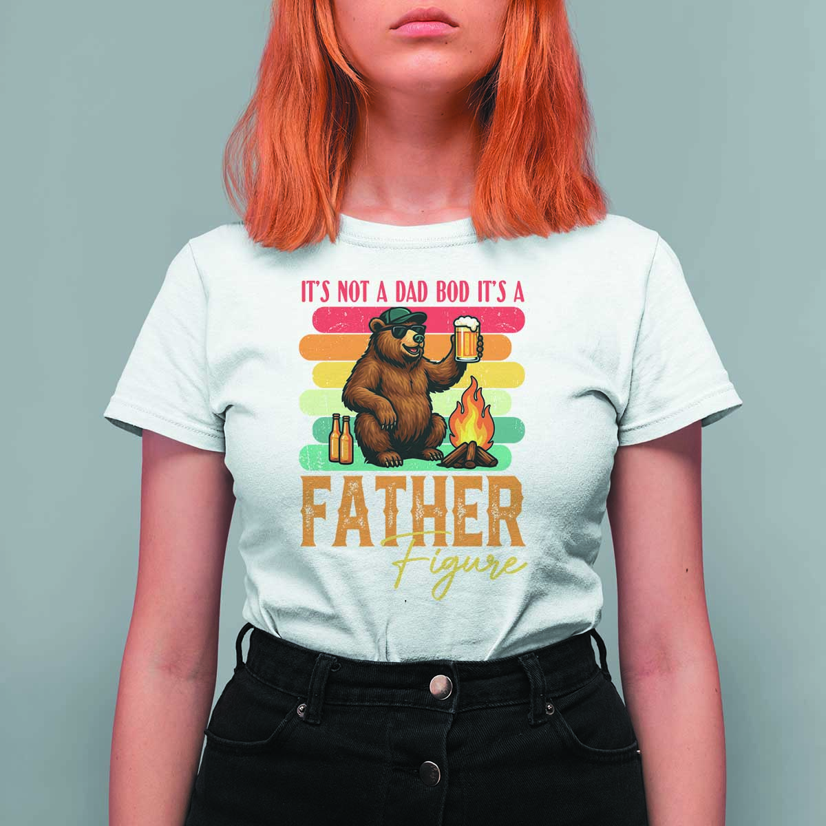 Funny Bear Dad T Shirt For Women It Is Not A Dad Bod It Is A Father Figure - Wonder Print Shop