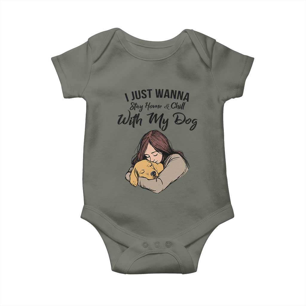 Funny Dog Lover Baby Onesie I Just Wanna Stay Home With My Dog - Wonder Print Shop