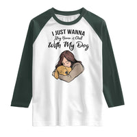 Funny Dog Lover Raglan Shirt I Just Wanna Stay Home With My Dog - Wonder Print Shop