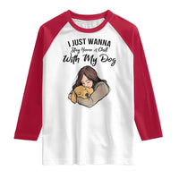 Funny Dog Lover Raglan Shirt I Just Wanna Stay Home With My Dog - Wonder Print Shop