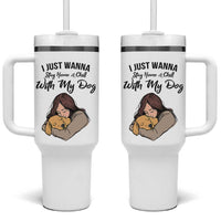 Funny Dog Lover Tumbler With Handle I Just Wanna Stay Home With My Dog