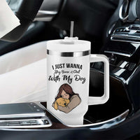 Funny Dog Lover Tumbler With Handle I Just Wanna Stay Home With My Dog