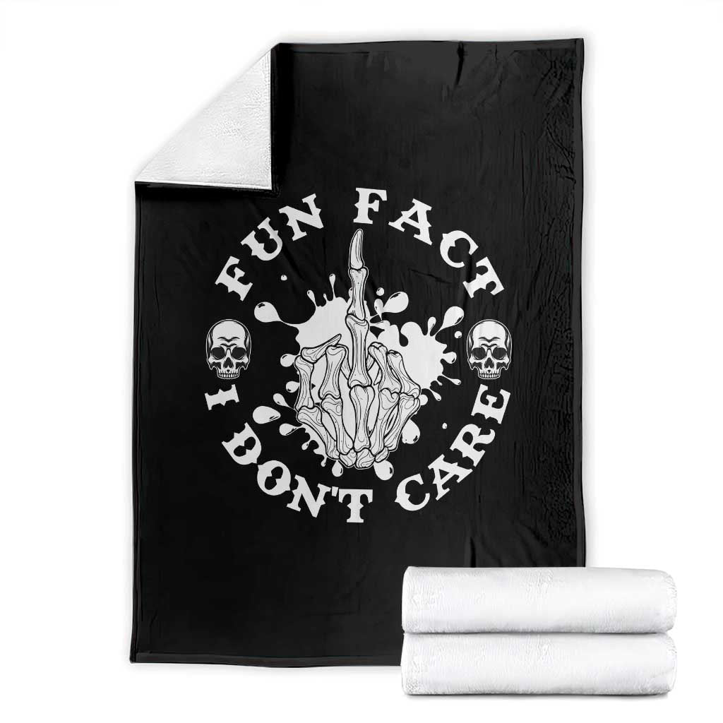 Dark Humor Skeleton Fun Fact I Do Not Care Vibe Throw Blanket - Wonder Print Shop