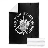 Dark Humor Skeleton Fun Fact I Do Not Care Vibe Throw Blanket - Wonder Print Shop
