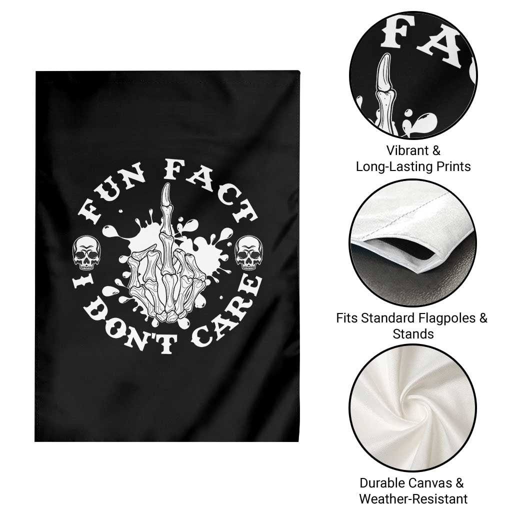 Dark Humor Skeleton Fun Fact I Do Not Care Vibe Garden Flag - Wonder Print Shop