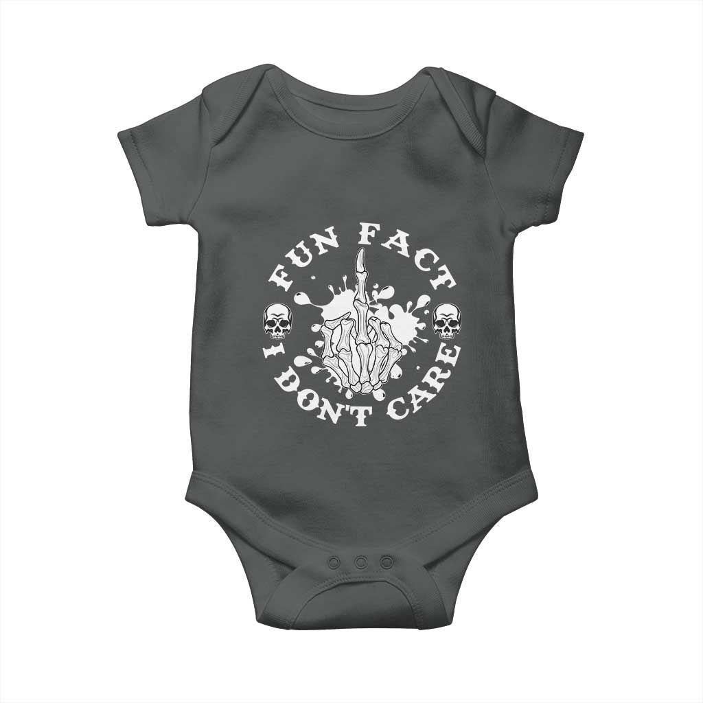 Dark Humor Skeleton Fun Fact I Do Not Care Vibe Baby Onesie - Wonder Print Shop