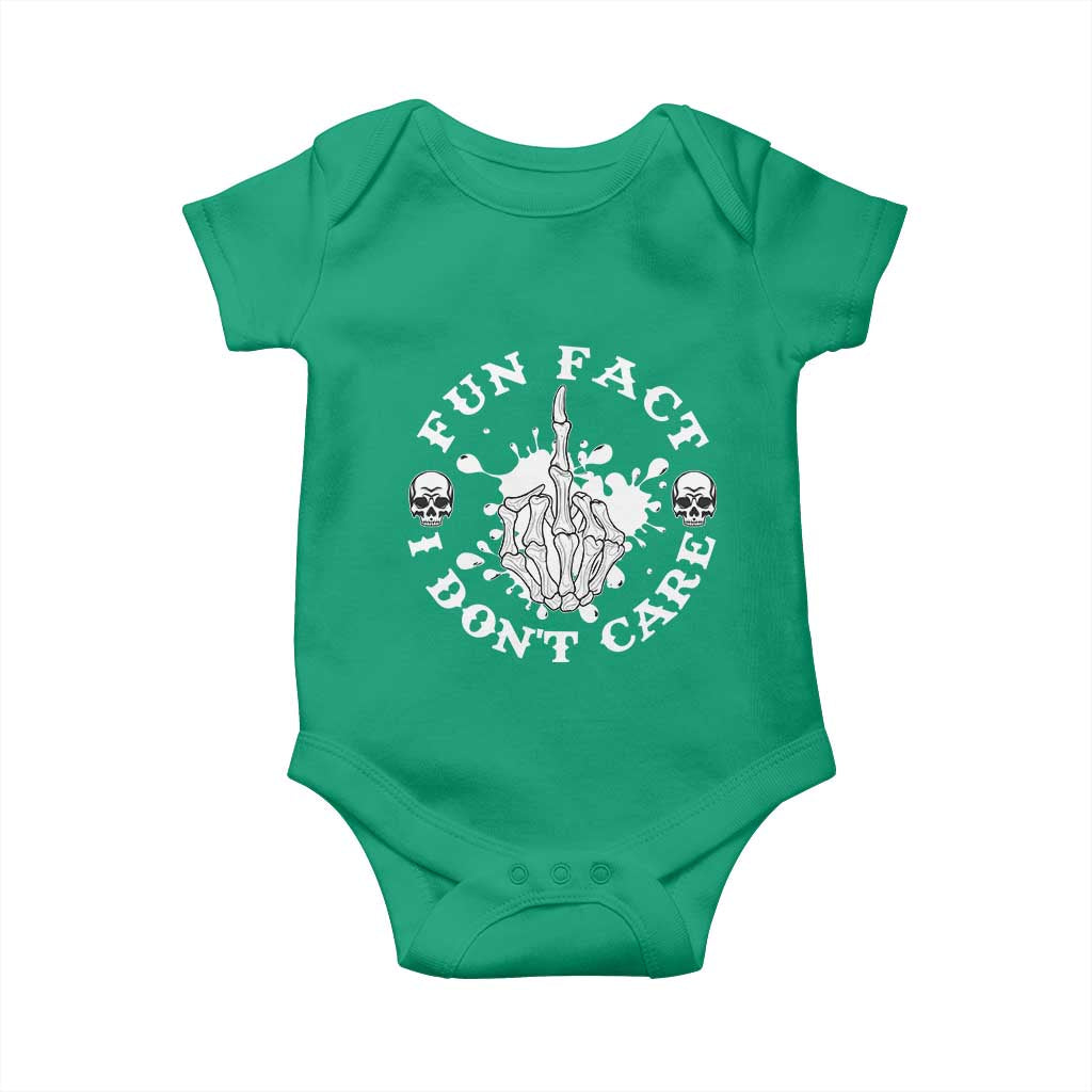 Dark Humor Skeleton Fun Fact I Do Not Care Vibe Baby Onesie - Wonder Print Shop