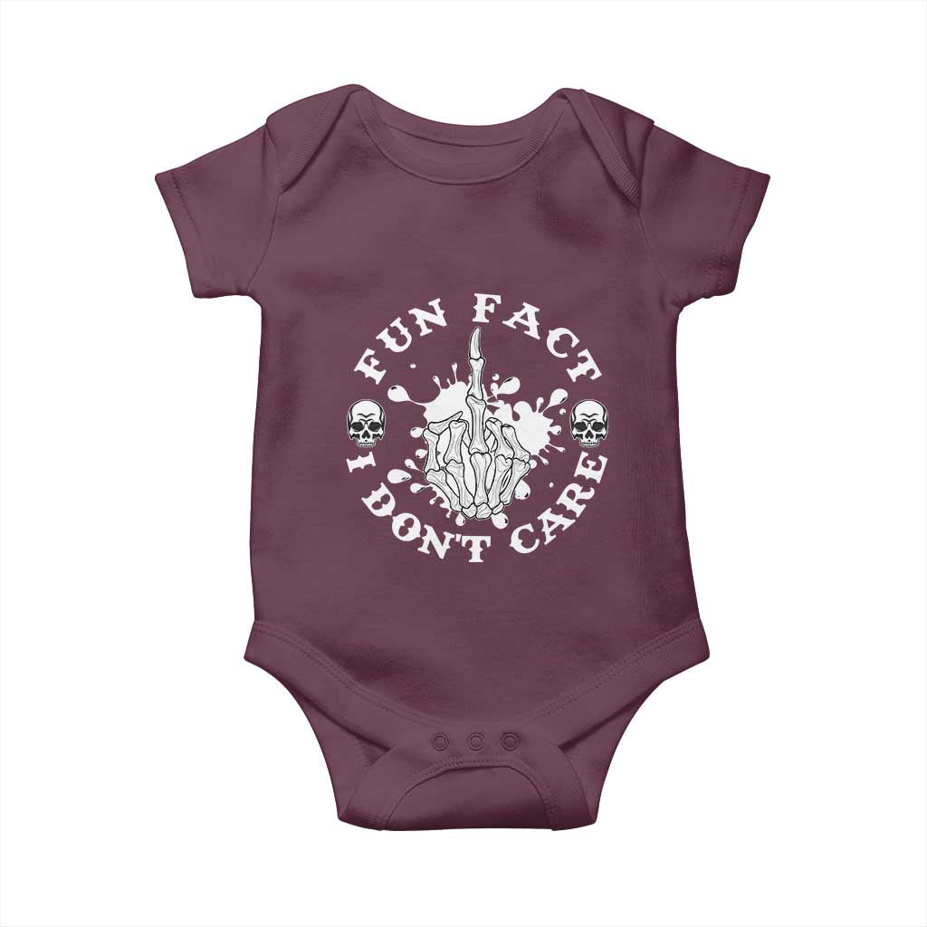 Dark Humor Skeleton Fun Fact I Do Not Care Vibe Baby Onesie - Wonder Print Shop