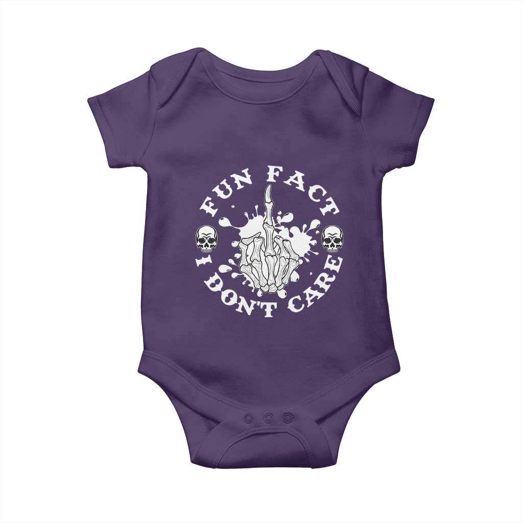 Dark Humor Skeleton Fun Fact I Do Not Care Vibe Baby Onesie - Wonder Print Shop