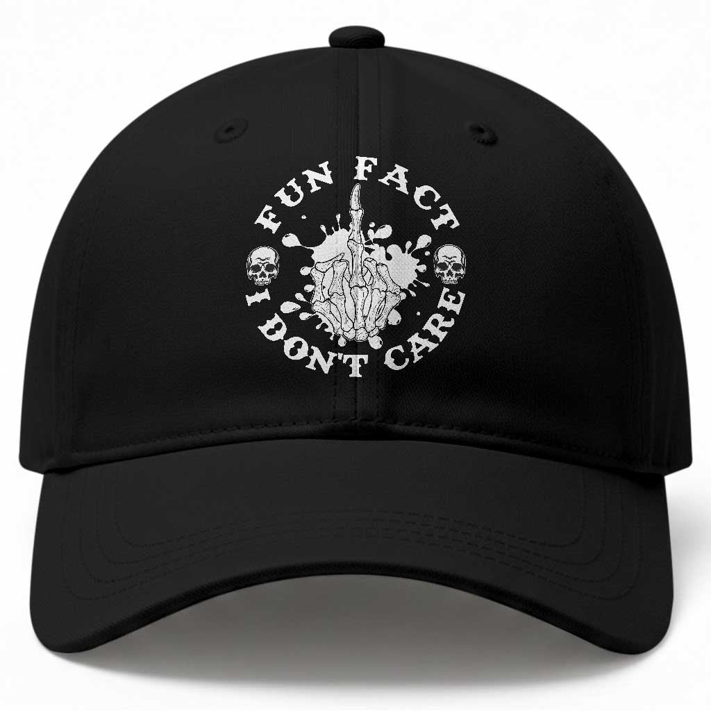 Dark Humor Skeleton Fun Fact I Do Not Care Vibe Baseball Cap