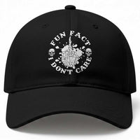 Dark Humor Skeleton Fun Fact I Do Not Care Vibe Baseball Cap