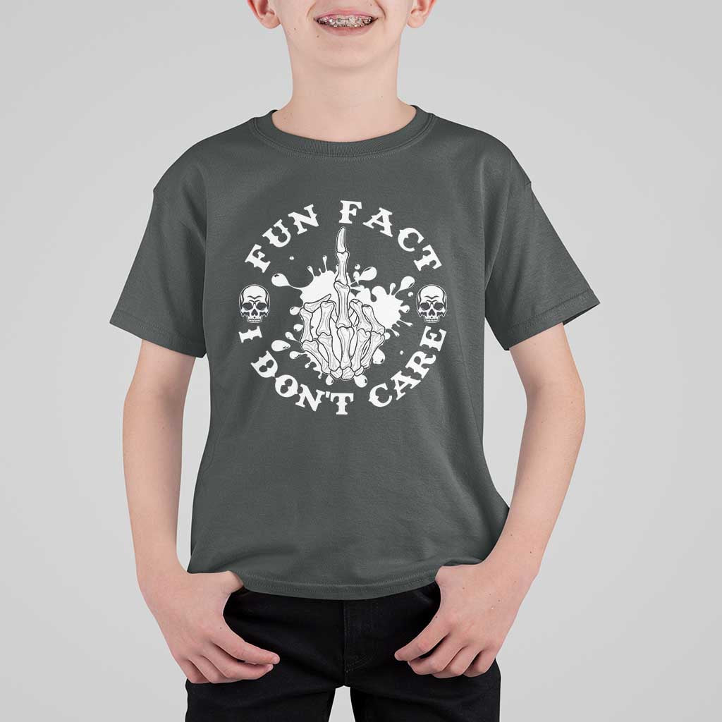 Dark Humor Skeleton Fun Fact I Do Not Care Vibe T Shirt For Kid - Wonder Print Shop