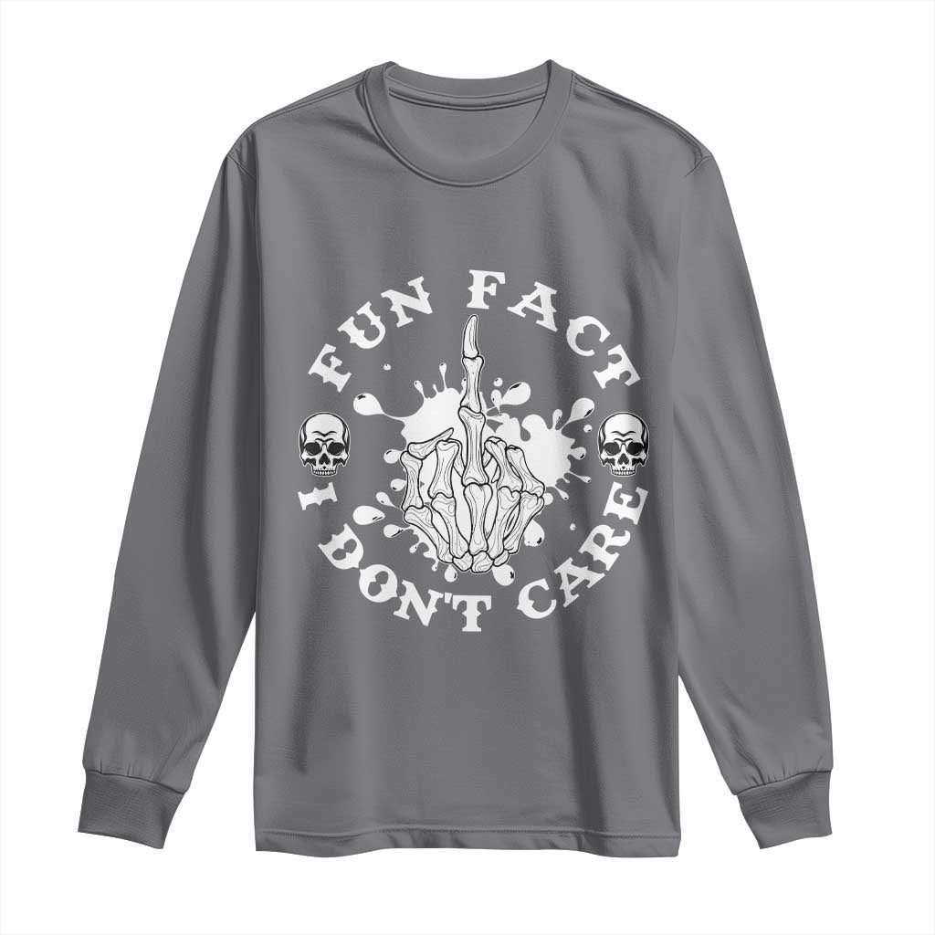 Dark Humor Skeleton Fun Fact I Do Not Care Vibe Long Sleeve Shirt - Wonder Print Shop
